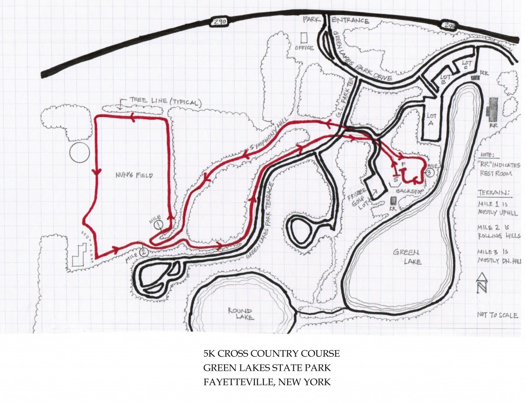 5k xc course at Green Lakes State Park
